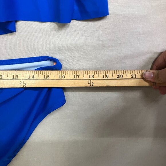 Cupshe Women's Large Chick Blue 2 Piece Tankini Swimdress Flattering Ruching - Picture 16 of 16